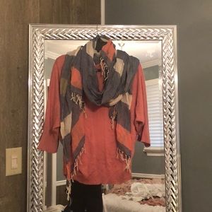 Striped scarf with fringe